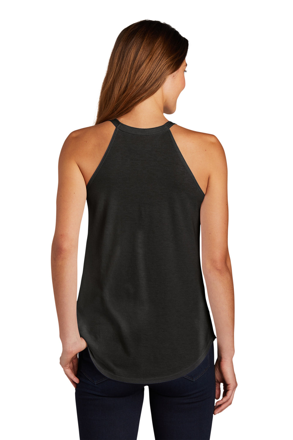 District DT137L Womens Perfect Tri Rocker Tank Top Black Model Back