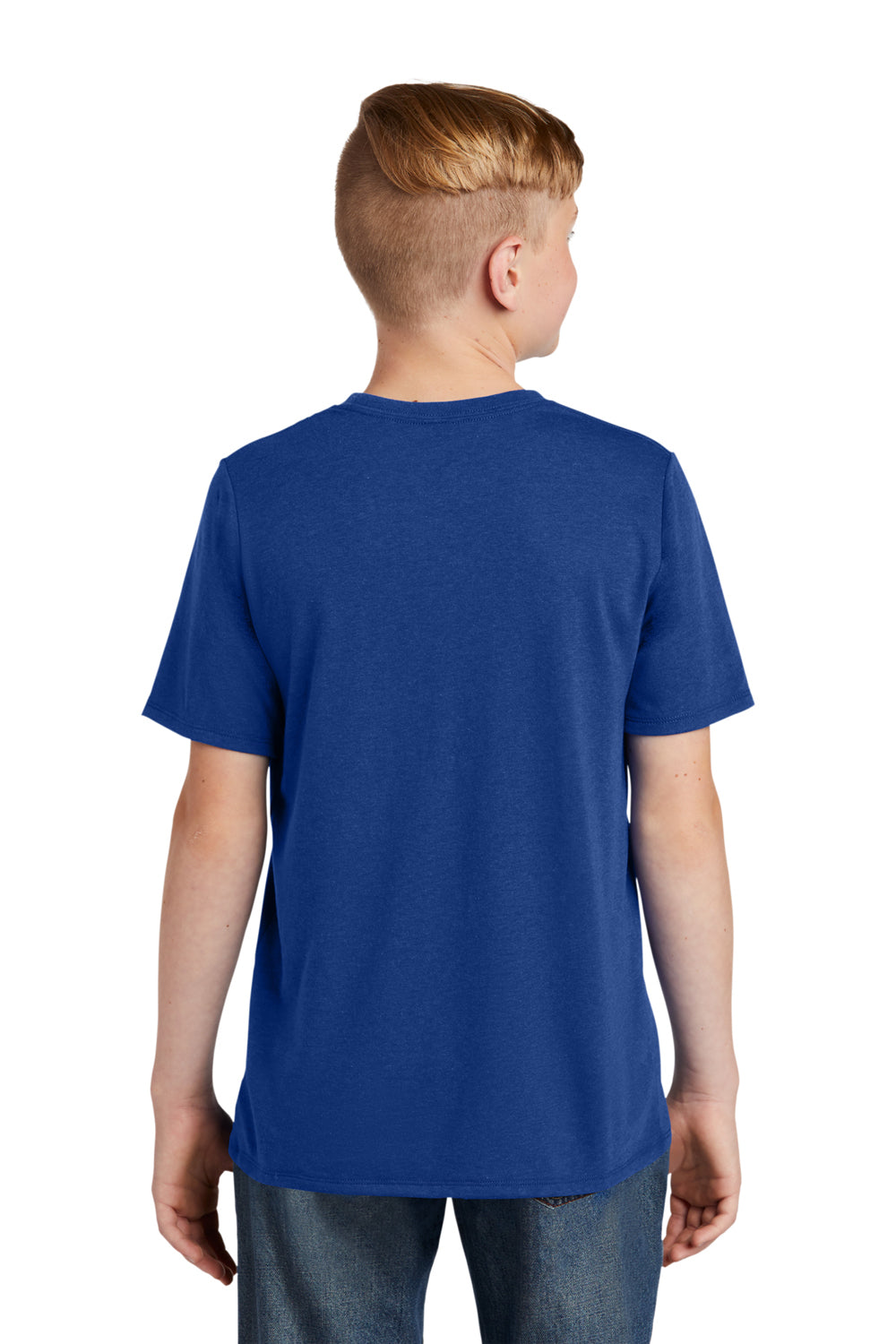 District DT130Y Youth Perfect Tri Short Sleeve Crewneck T-Shirt Deep Royal Blue Model Back