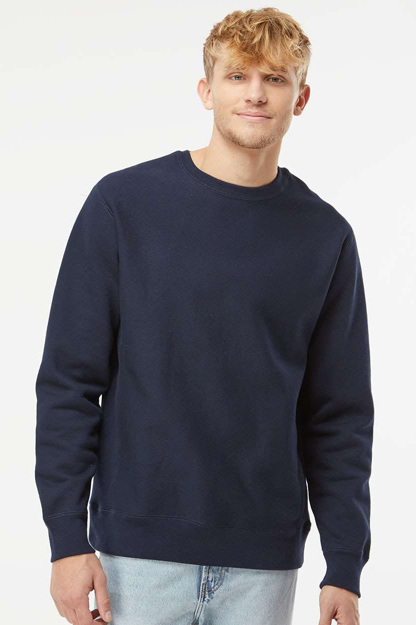 Independent Trading Company IND5000C Mens Legend Crewneck Sweatshirt Classic Navy Blue Model Front