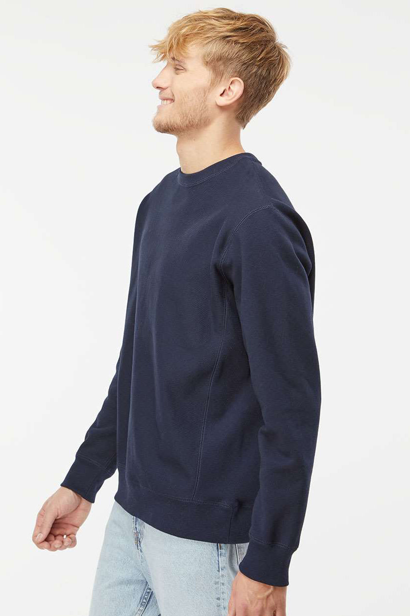 Independent Trading Company IND5000C Mens Legend Crewneck Sweatshirt Classic Navy Blue Model Side