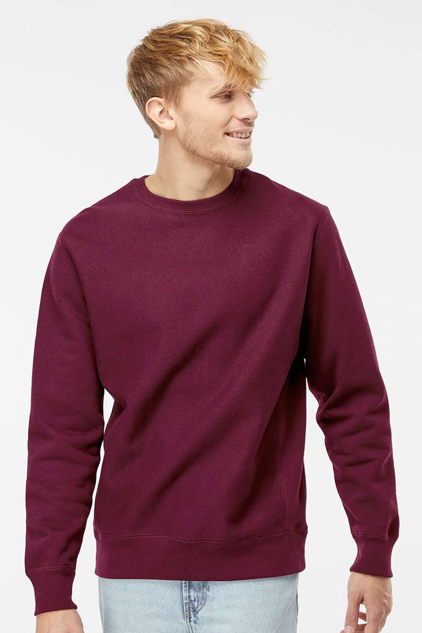 Independent Trading Company IND5000C Mens Legend Crewneck Sweatshirt Maroon Model Front