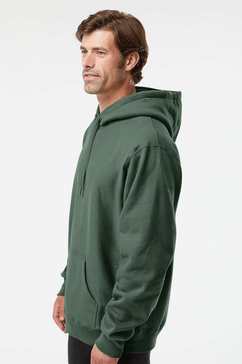 Independent Trading Company IND5000P Mens Legend Hooded Sweatshirt Hoodie w/ Pouch Pocket Alpine Green Model Side