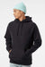 Independent Trading Company IND5000P Mens Legend Hooded Sweatshirt Hoodie w/ Pouch Pocket Black Model Front