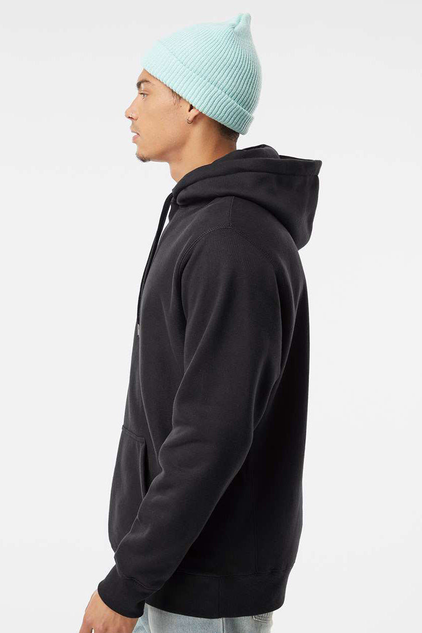 Independent Trading Company IND5000P Mens Legend Hooded Sweatshirt Hoodie w/ Pouch Pocket Black Model Side