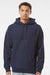 Independent Trading Company IND5000P Mens Legend Hooded Sweatshirt Hoodie w/ Pouch Pocket Classic Navy Blue Model Front