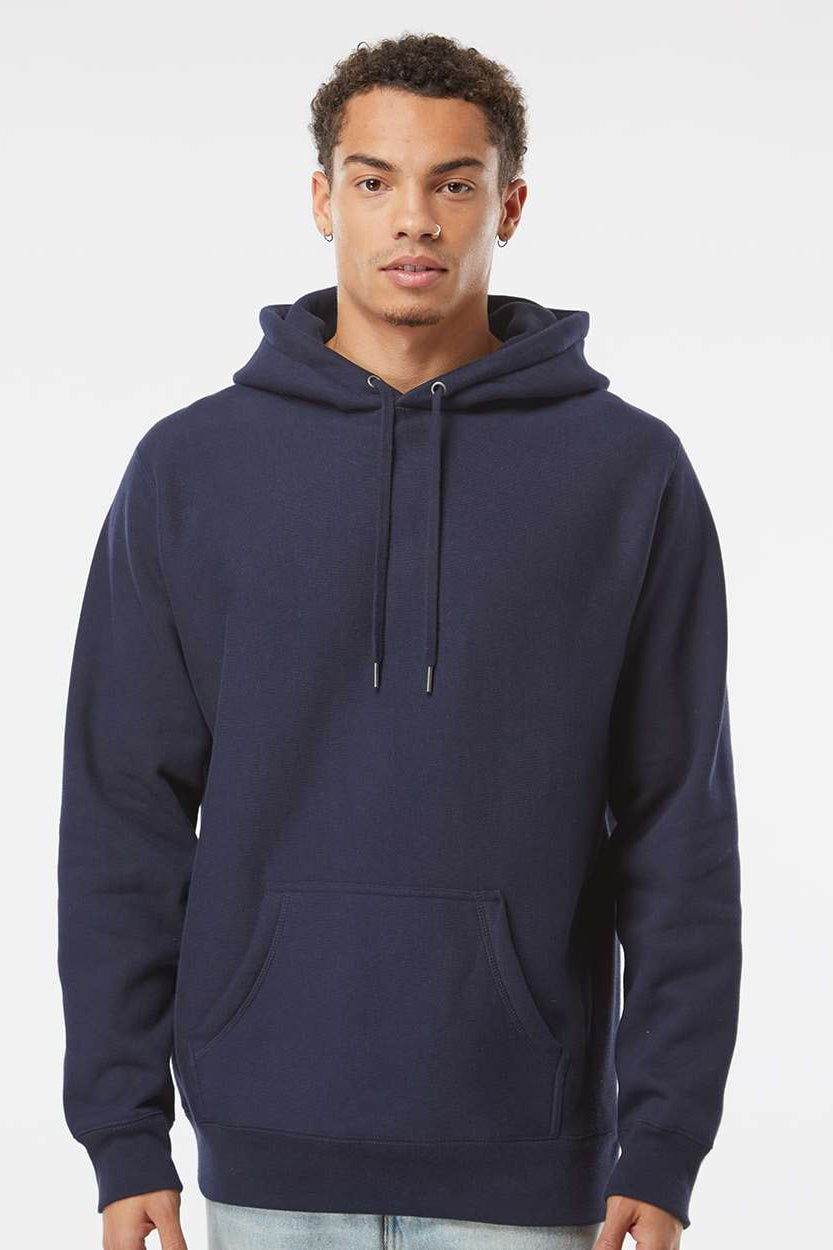 Independent Trading Company IND5000P Mens Legend Hooded Sweatshirt Hoodie w/ Pouch Pocket Classic Navy Blue Model Front