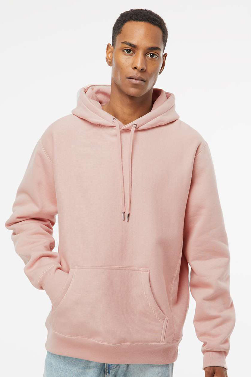 Independent Trading Company IND5000P Mens Legend Hooded Sweatshirt Hoodie w/ Pouch Pocket Dusty Pink Model Front