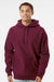 Independent Trading Company IND5000P Mens Legend Hooded Sweatshirt Hoodie w/ Pouch Pocket Maroon Model Front