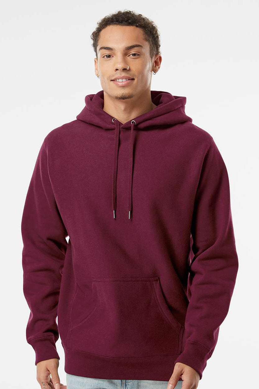 Independent Trading Company IND5000P Mens Legend Hooded Sweatshirt Hoodie w/ Pouch Pocket Maroon Model Front