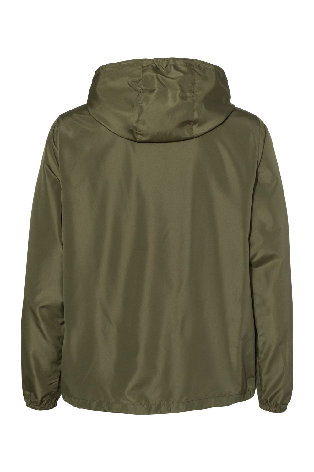 Independent Trading Co. EXP54LWP Mens 1/4 Zip Windbreaker Hooded Jacket Army Green Flat Back