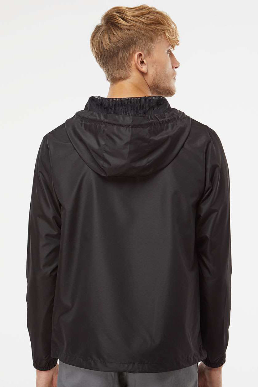 Independent Trading Company EXP54LWP Mens Water Resistant 1/4 Zip Windbreaker Hooded Jacket Black Model Back