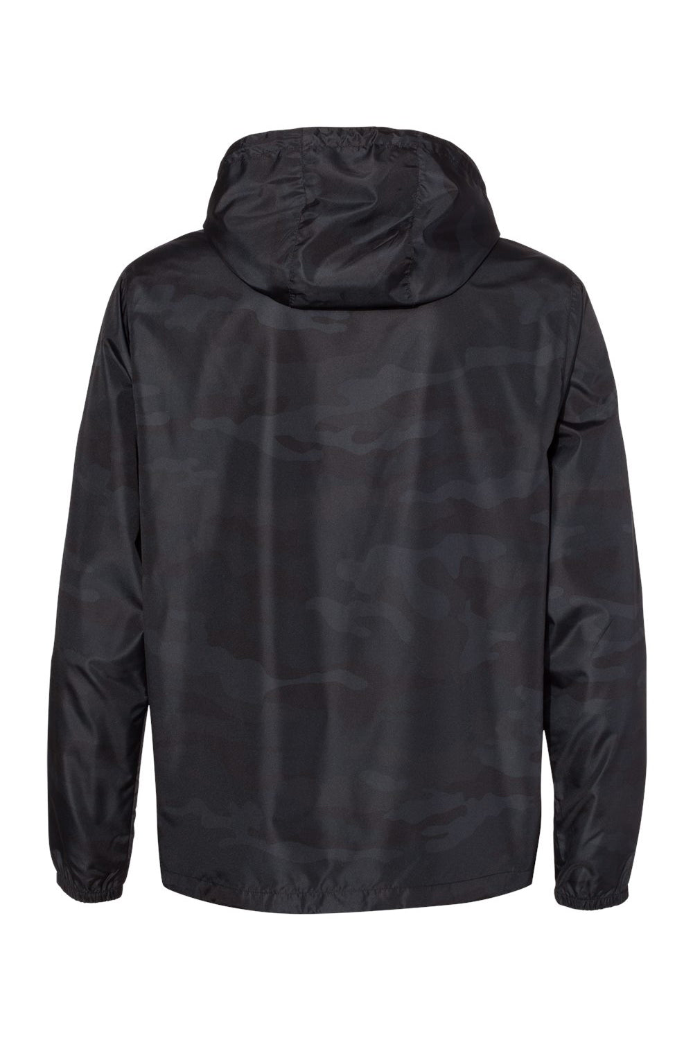 Independent Trading Company EXP54LWP Mens Water Resistant 1/4 Zip Windbreaker Hooded Jacket Black Camo Flat Back