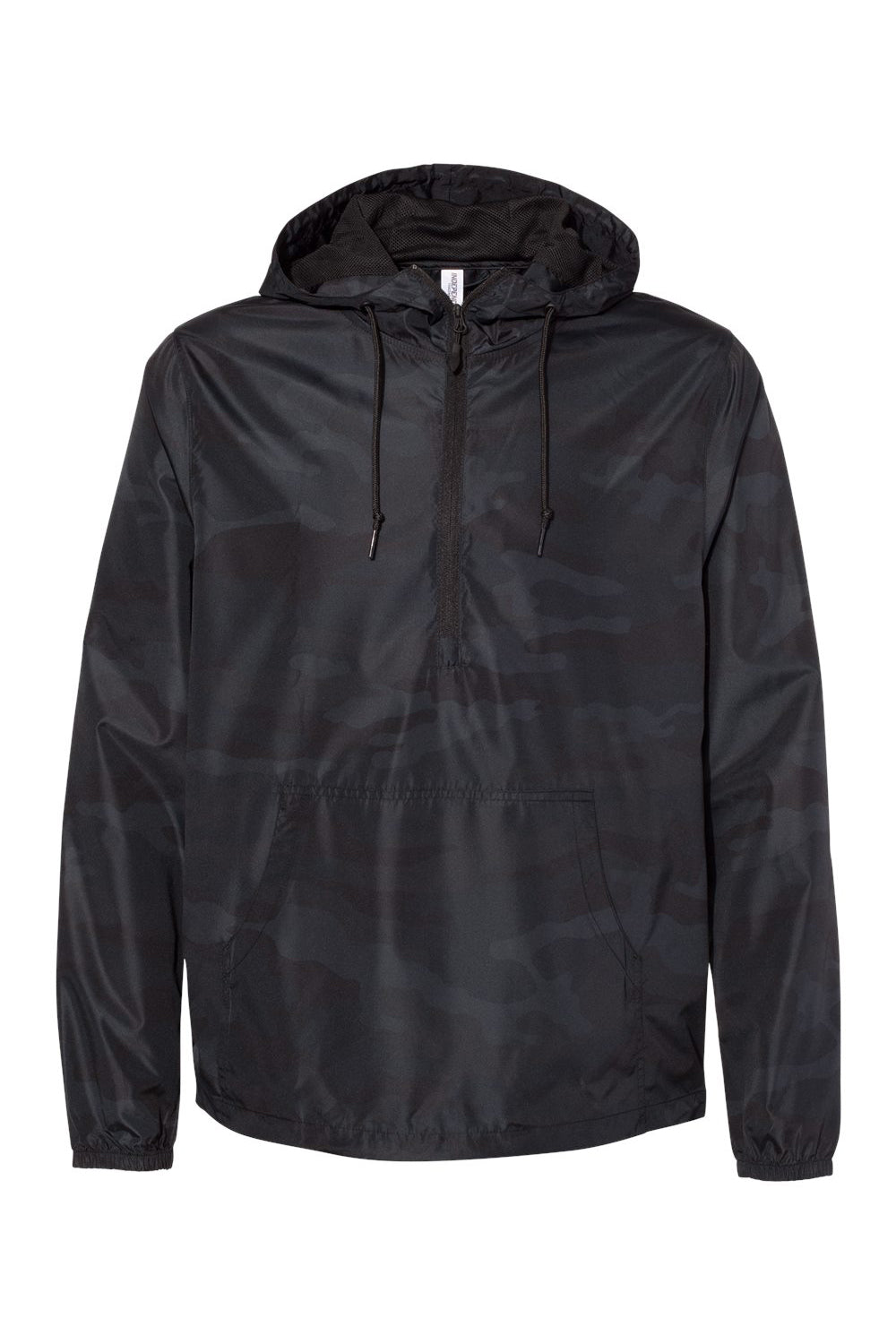 Independent Trading Co. EXP54LWP Mens 1/4 Zip Windbreaker Hooded Jacket Black Camo Flat Front