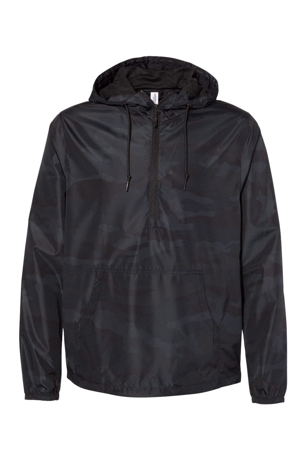 Independent Trading Company EXP54LWP Mens Water Resistant 1/4 Zip Windbreaker Hooded Jacket Black Camo Flat Front