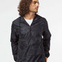 Independent Trading Co. Mens Water Resistant 1/4 Zip Windbreaker Hooded Jacket - Black Camo - NEW