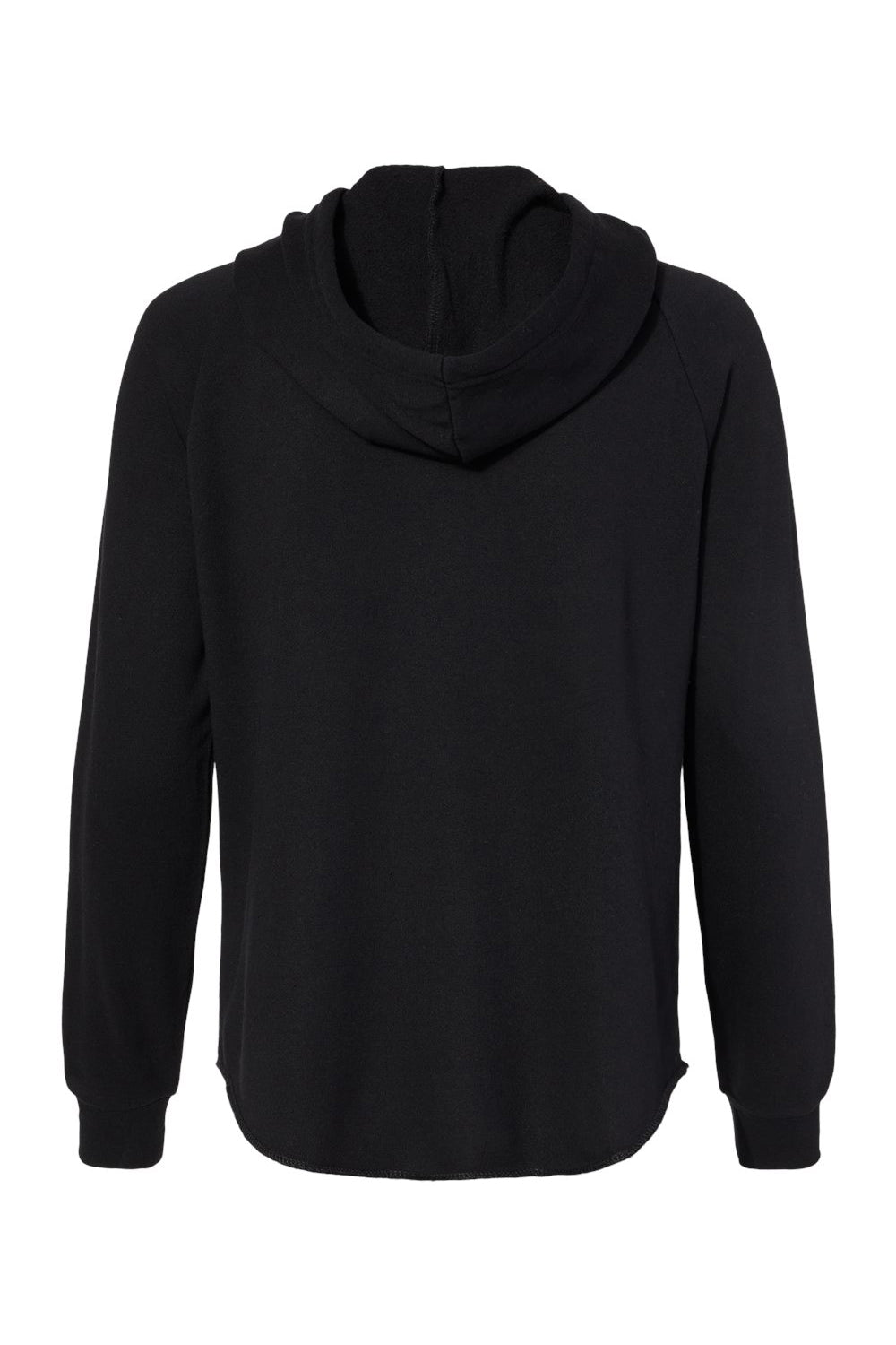 Independent Trading Co. PRM2500Z Womens California Wave Wash Full Zip Hooded Sweatshirt Hoodie Black Flat Back