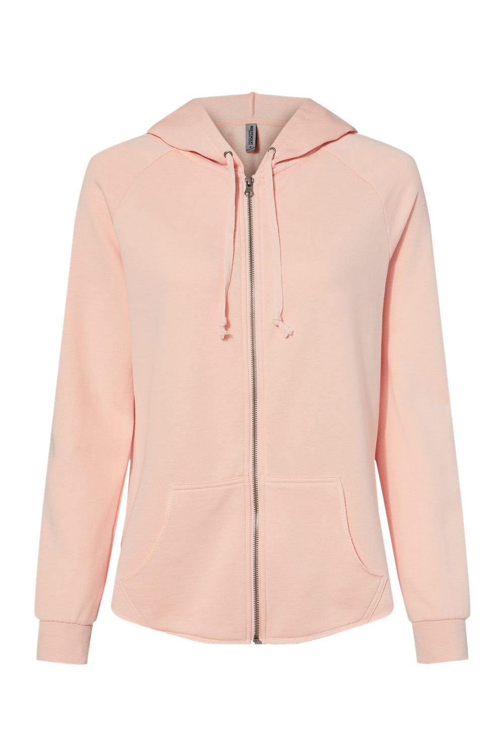 Independent Trading Company PRM2500Z Womens California Wave Wash Full Zip Hooded Sweatshirt Hoodie w/ Pockets Blush Pink Flat Front