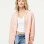 Independent Trading Co. Womens California Wave Wash Full Zip Hooded Sweatshirt Hoodie - Blush Pink - NEW