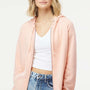 Independent Trading Company Womens California Wave Wash Full Zip Hooded Sweatshirt Hoodie w/ Pockets - Blush Pink