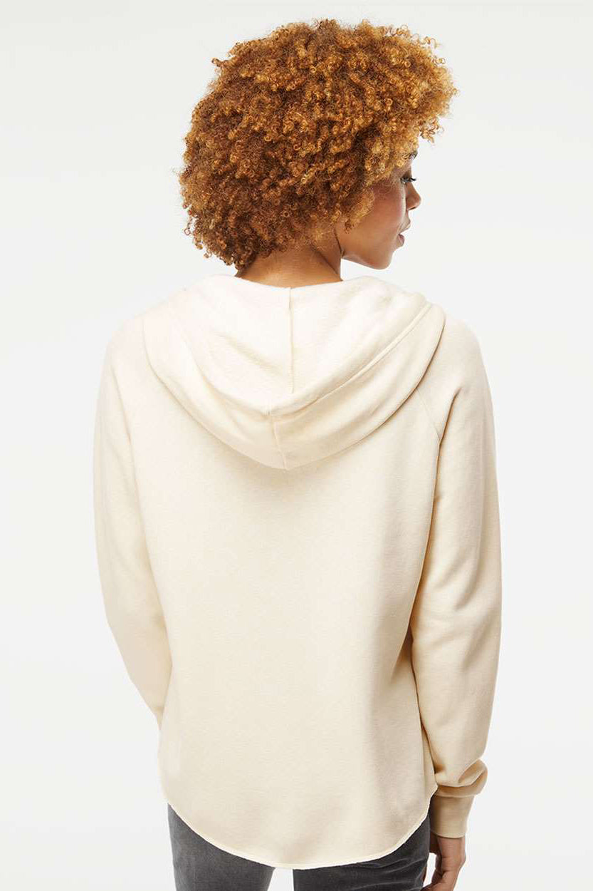 Independent Trading Company PRM2500Z Womens California Wave Wash Full Zip Hooded Sweatshirt Hoodie w/ Pockets Bone Model Back