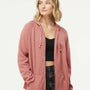 Independent Trading Co. Womens California Wave Wash Full Zip Hooded Sweatshirt Hoodie - Dusty Rose - NEW