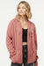 Independent Trading Company PRM2500Z Womens California Wave Wash Full Zip Hooded Sweatshirt Hoodie w/ Pockets Dusty Rose Model Front