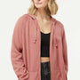 Independent Trading Company Womens California Wave Wash Full Zip Hooded Sweatshirt Hoodie w/ Pockets - Dusty Rose