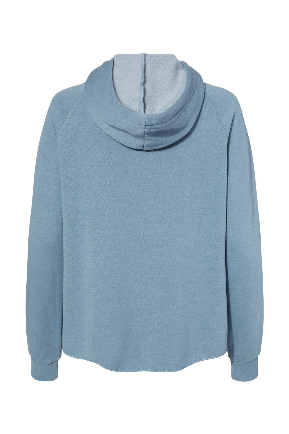 Independent Trading Company PRM2500Z Womens California Wave Wash Full Zip Hooded Sweatshirt Hoodie w/ Pockets Misty Blue Flat Back