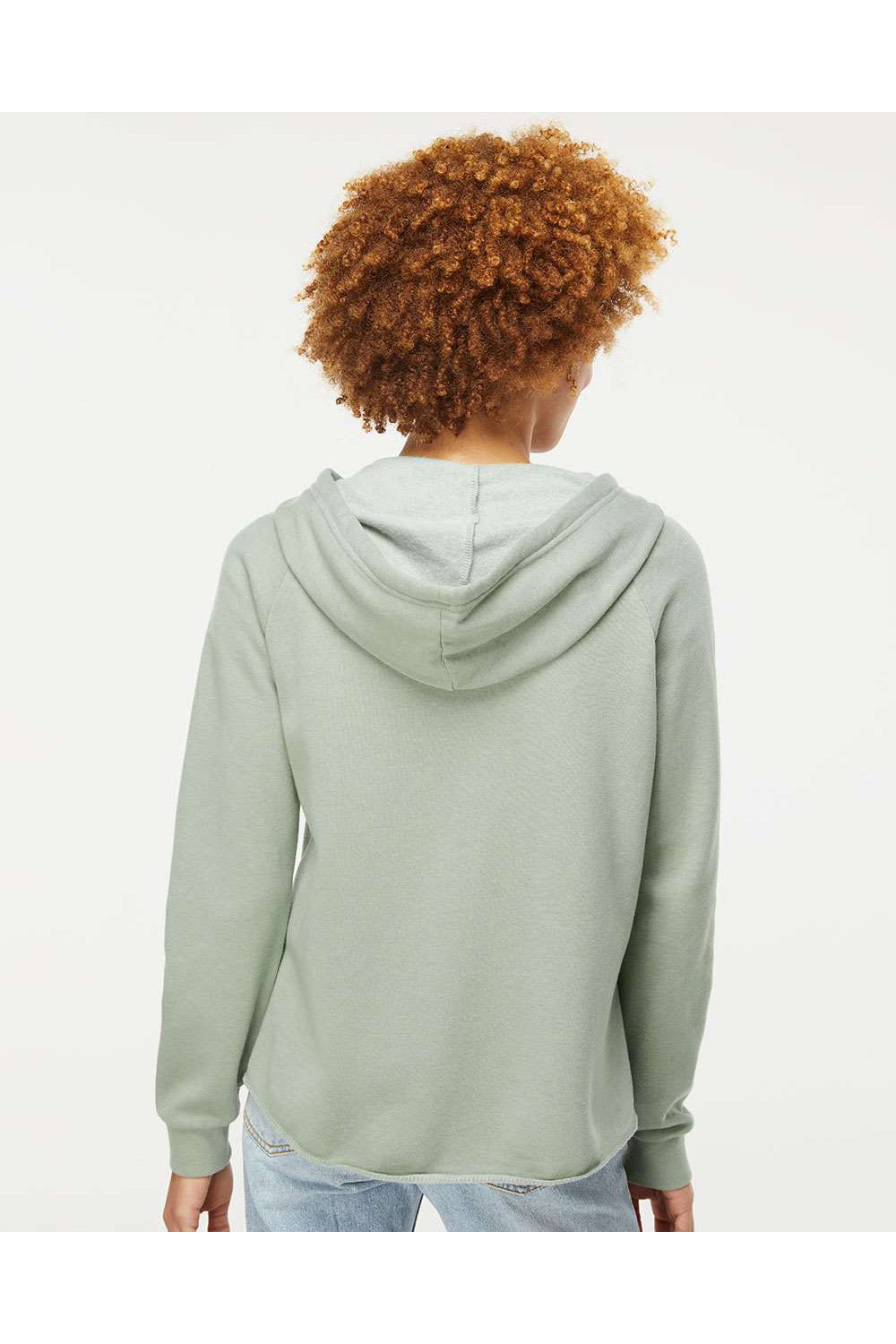 Independent Trading Co. PRM2500Z Womens California Wave Wash Full Zip Hooded Sweatshirt Hoodie Sage Green Model Back