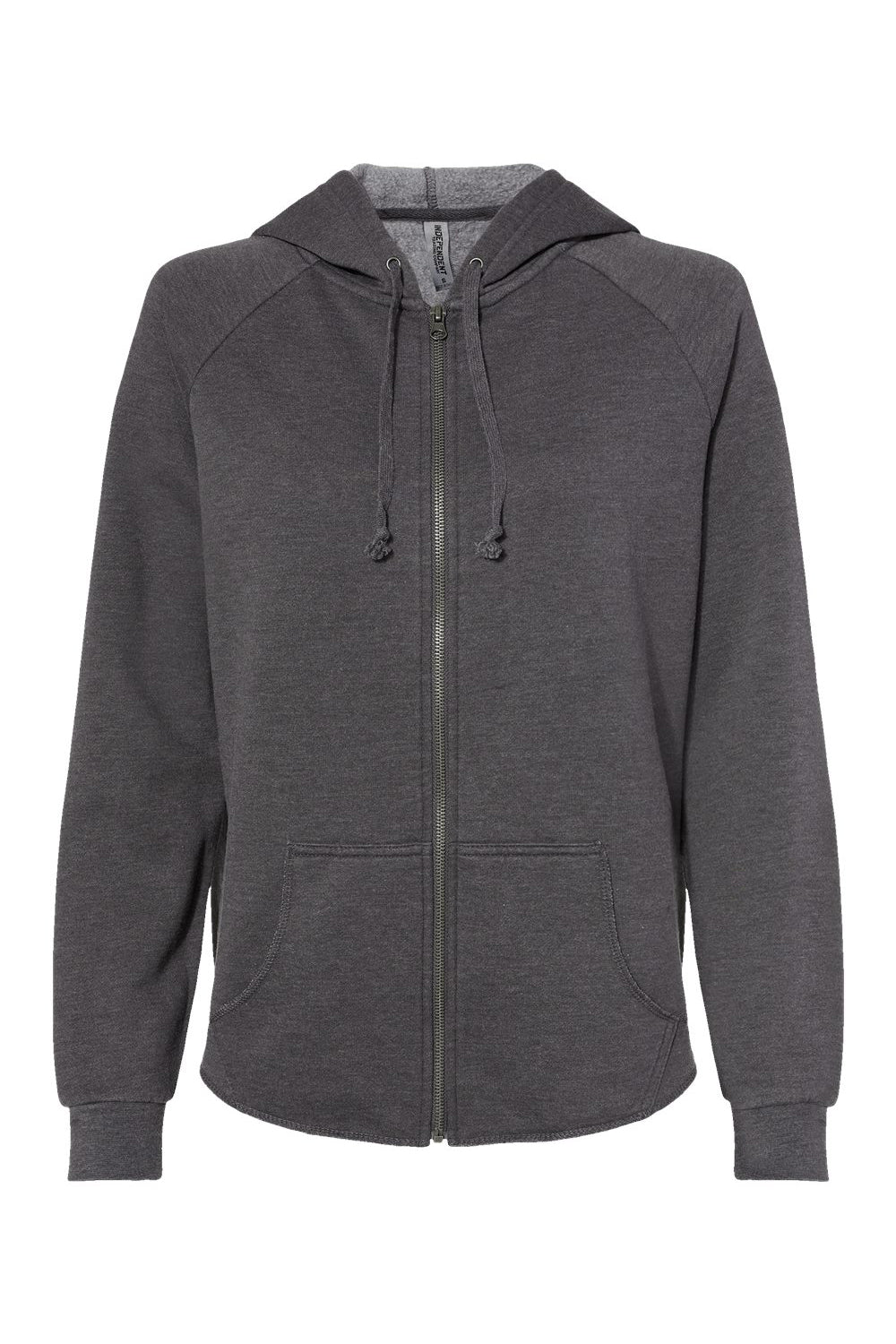 Independent Trading Company PRM2500Z Womens California Wave Wash Full Zip Hooded Sweatshirt Hoodie w/ Pockets Shadow Grey Flat Front