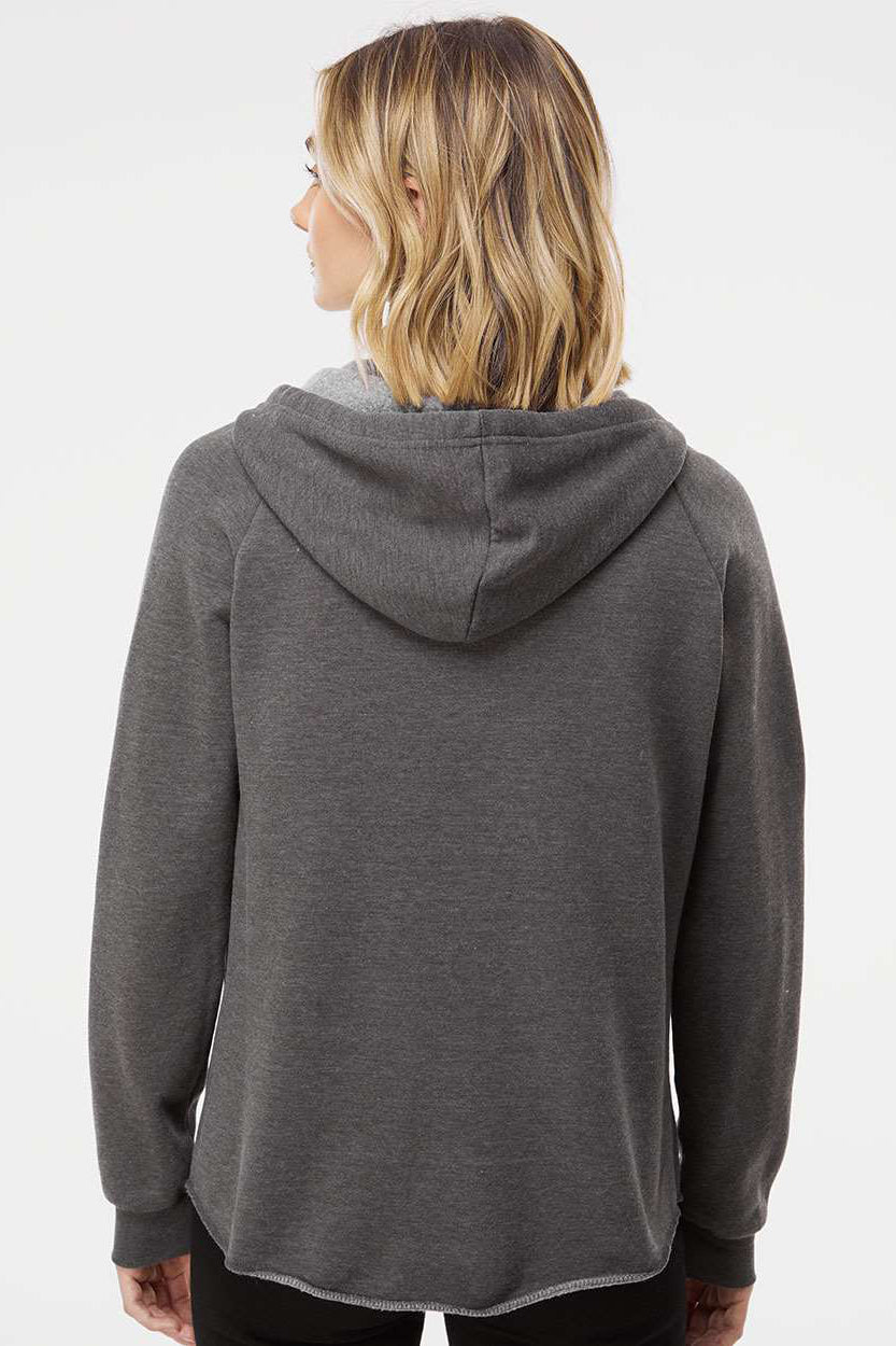 Independent Trading Company PRM2500Z Womens California Wave Wash Full Zip Hooded Sweatshirt Hoodie w/ Pockets Shadow Grey Model Back