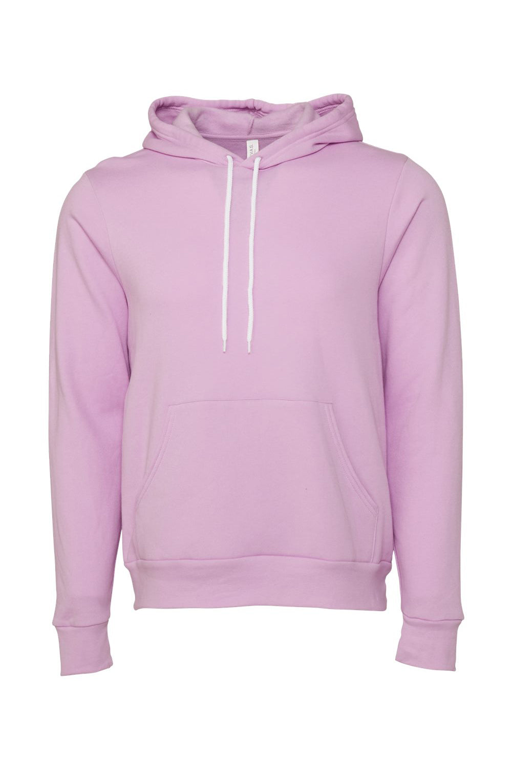 Bella + Canvas BC3719/3719 Mens Sponge Fleece Hooded Sweatshirt Hoodie w/ Pouch Pocket Lilac Purple Flat Front