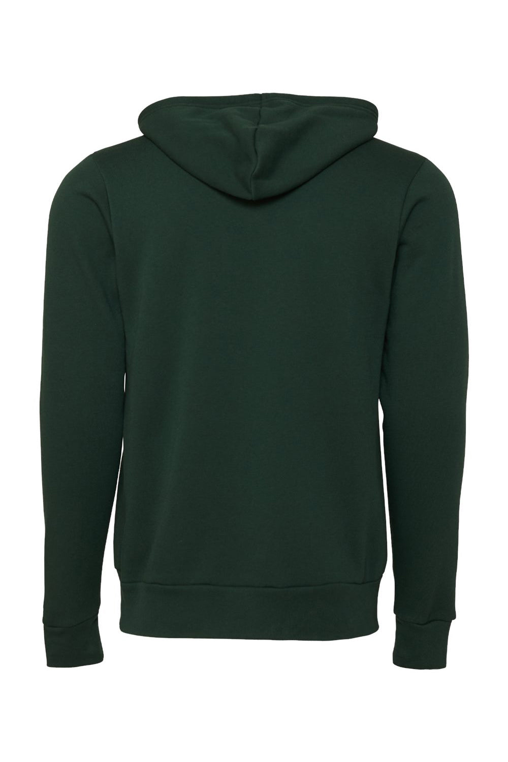 Bella + Canvas BC3739/3739 Mens Fleece Full Zip Hooded Sweatshirt Hoodie w/ Pockets Forest Green Flat Back