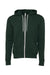 Bella + Canvas BC3739/3739 Mens Fleece Full Zip Hooded Sweatshirt Hoodie w/ Pockets Forest Green Flat Front