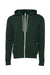Bella + Canvas BC3739/3739 Mens Fleece Full Zip Hooded Sweatshirt Hoodie Forest Green Flat Front
