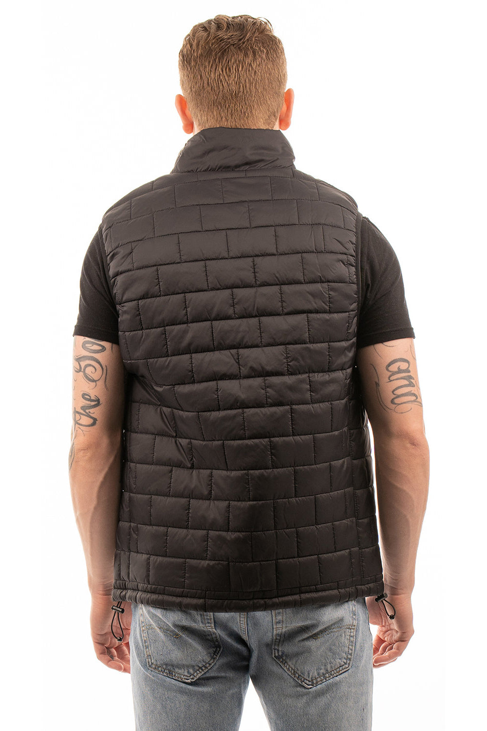 Burnside 8703 Mens Element Full Zip Puffer Vest Black Model Back