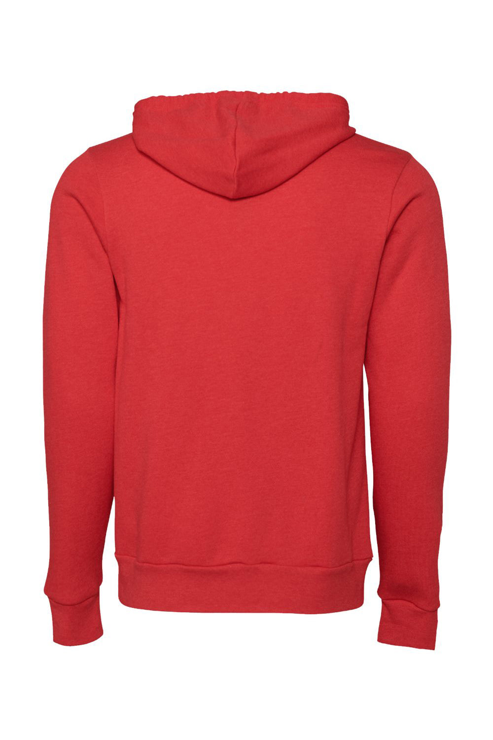 Bella + Canvas BC3739/3739 Mens Fleece Full Zip Hooded Sweatshirt Hoodie w/ Pockets Heather Red Flat Back