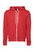 Bella + Canvas BC3739/3739 Mens Fleece Full Zip Hooded Sweatshirt Hoodie w/ Pockets Heather Red Flat Front