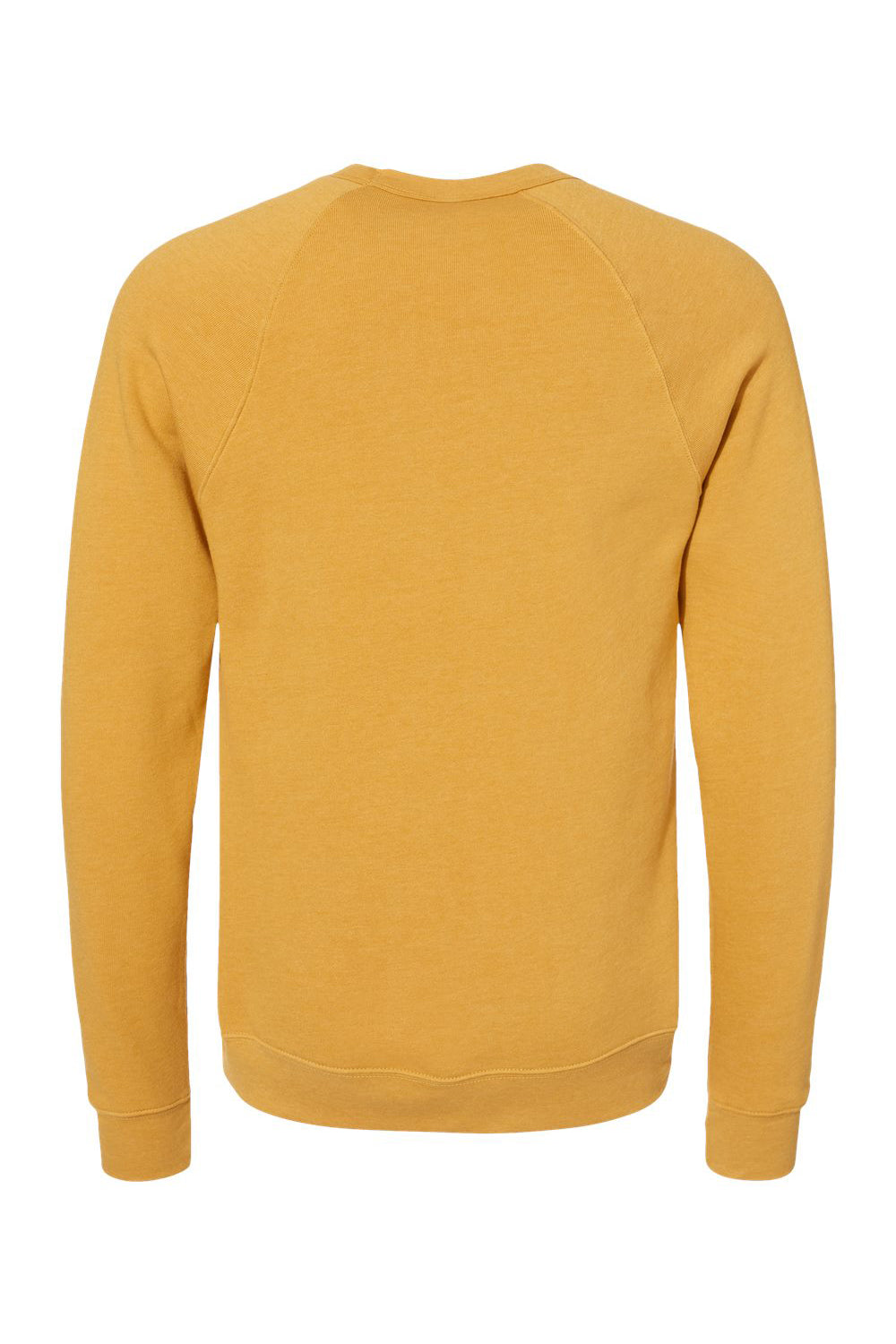 Bella + Canvas BC3901/3901 Mens Sponge Fleece Crewneck Sweatshirt Heather Mustard Yellow Flat Back
