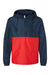 Independent Trading Co. EXP54LWP Mens 1/4 Zip Windbreaker Hooded Jacket Classic Navy Blue/Red Flat Front