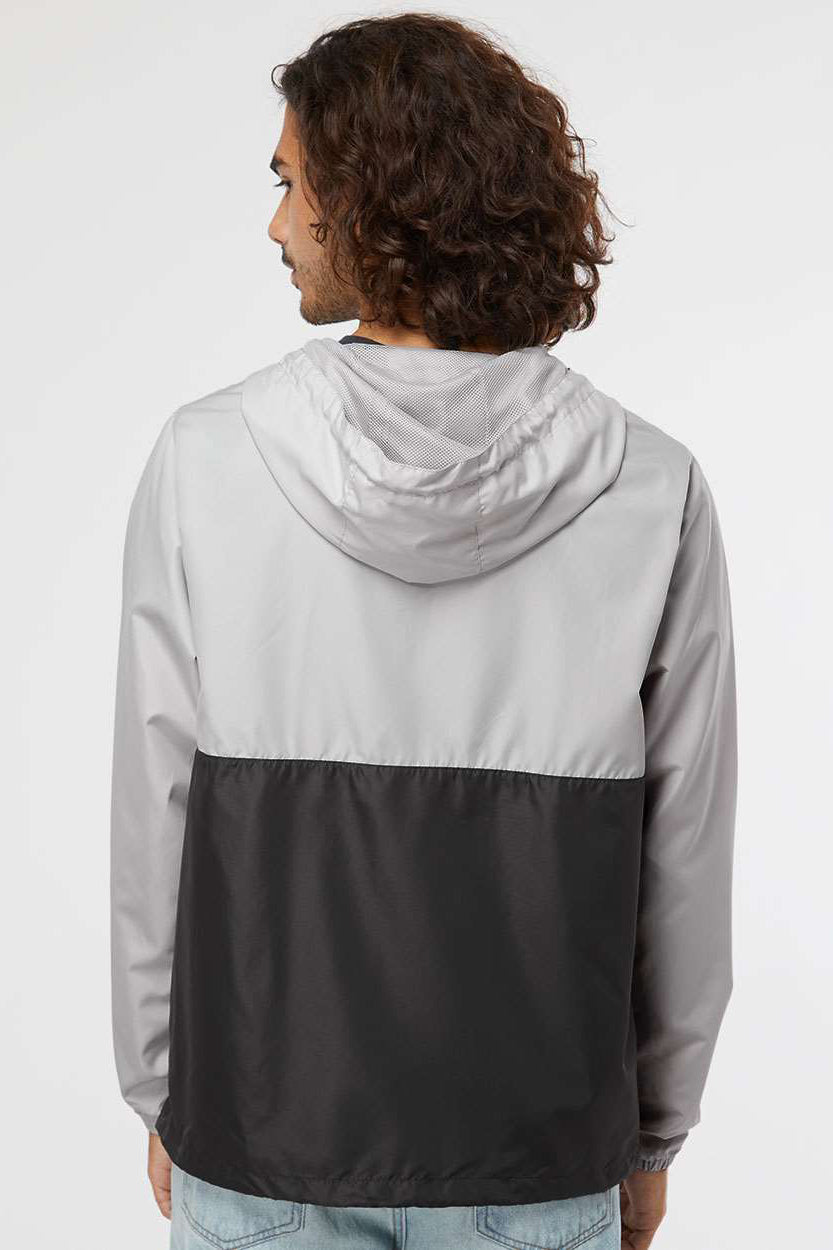 Independent Trading Company EXP54LWP Mens Water Resistant 1/4 Zip Windbreaker Hooded Jacket Smoke Grey/Graphite Grey Model Back