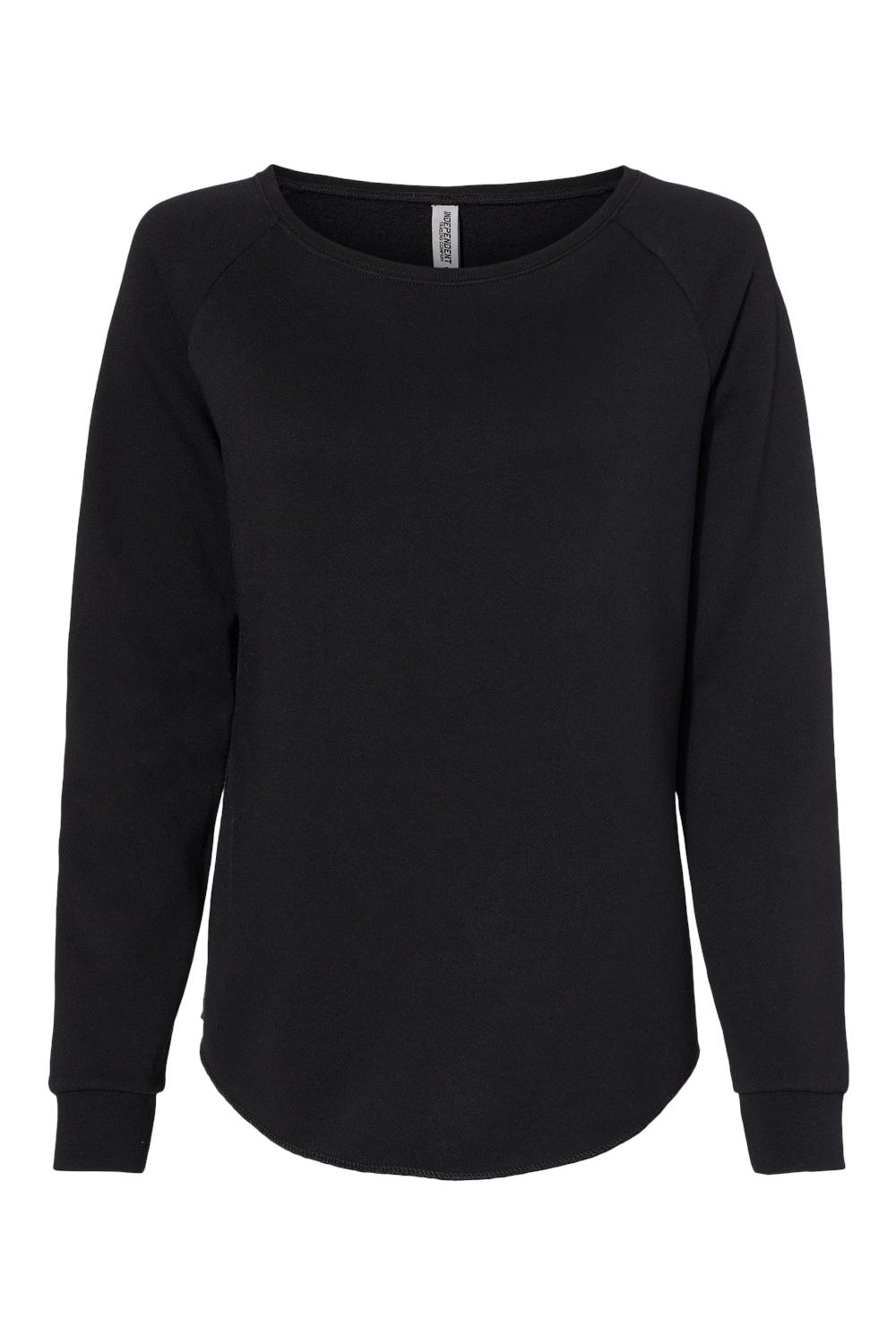 Independent Trading Company PRM2000 Womens California Wave Wash Crewneck Sweatshirt Black Flat Front