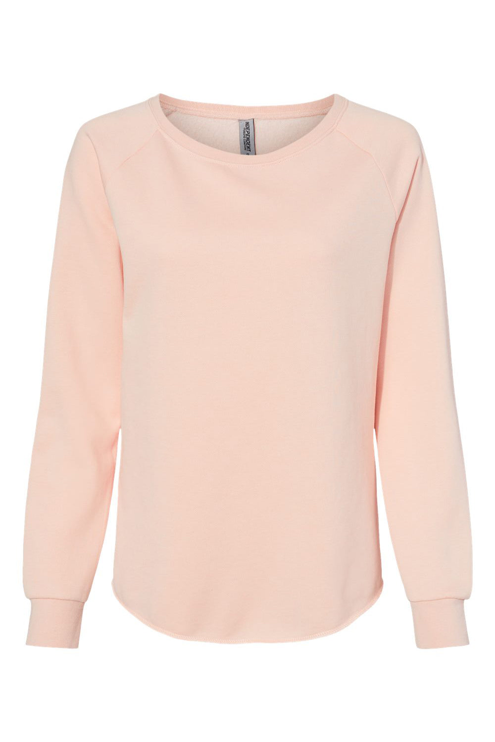 Independent Trading Company PRM2000 Womens California Wave Wash Crewneck Sweatshirt Blush Pink Flat Front