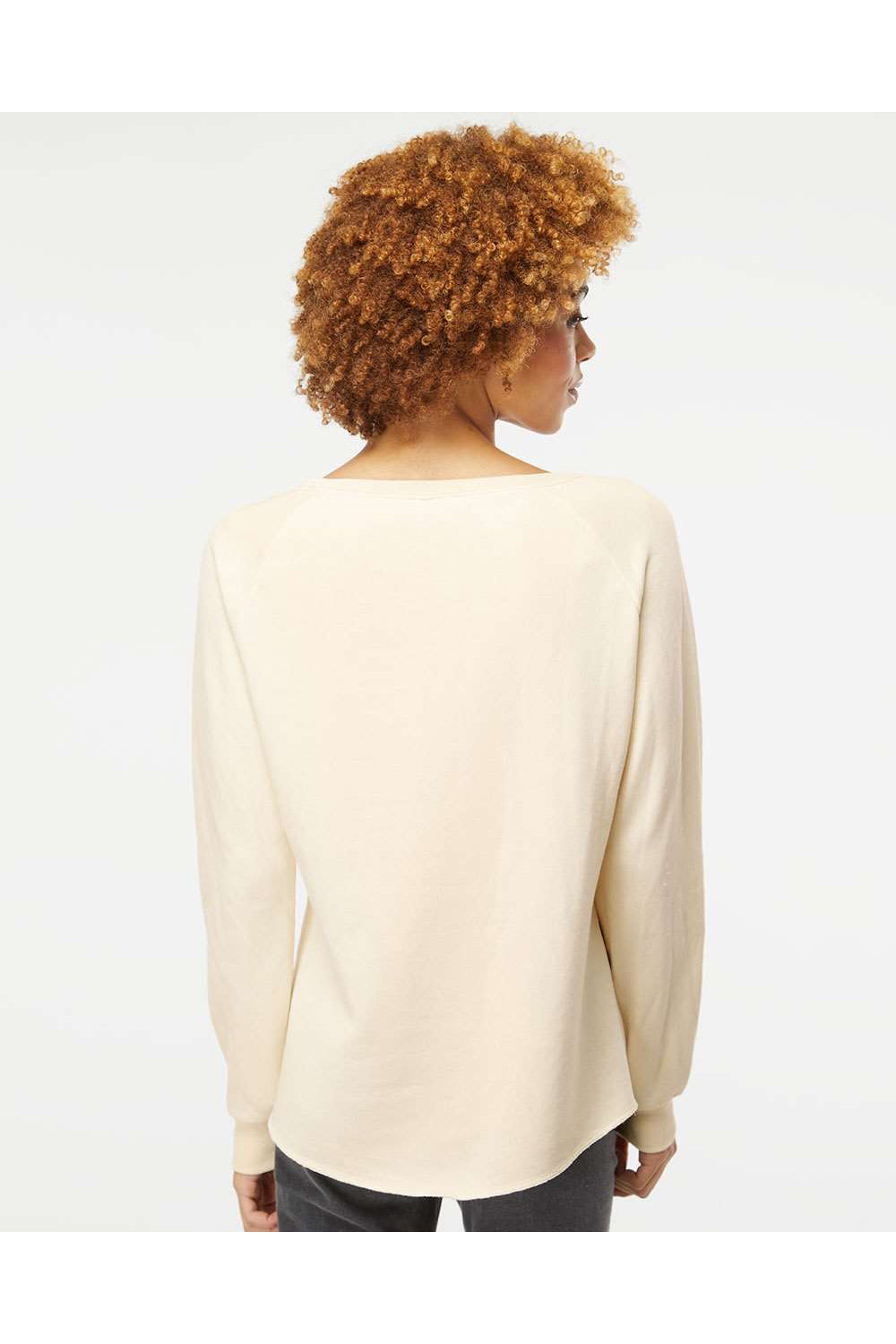 Independent Trading Co. PRM2000 Womens California Wave Wash Crewneck Sweatshirt Bone Model Back
