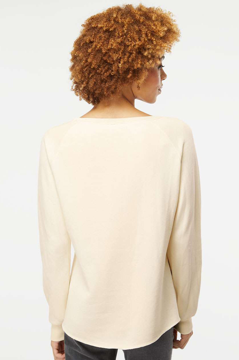 Independent Trading Company PRM2000 Womens California Wave Wash Crewneck Sweatshirt Bone Model Back