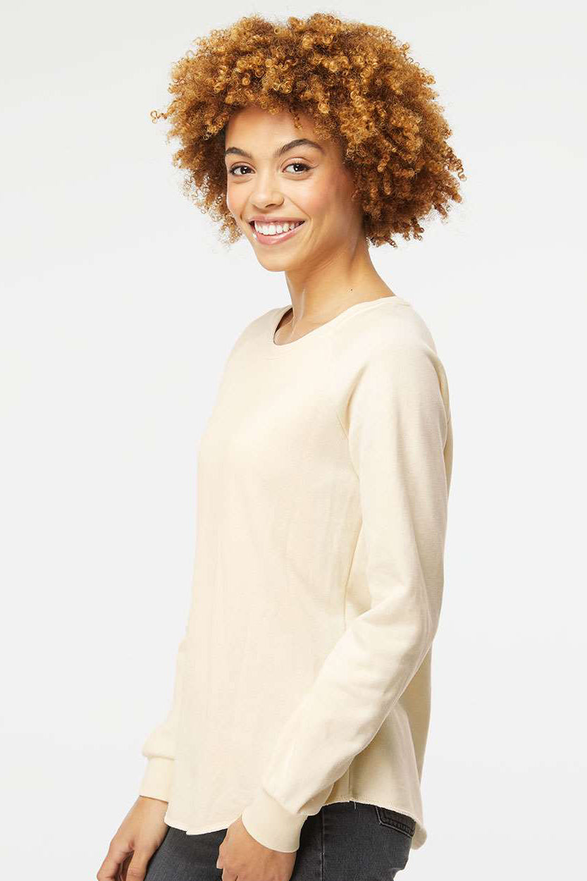 Independent Trading Company PRM2000 Womens California Wave Wash Crewneck Sweatshirt Bone Model Side