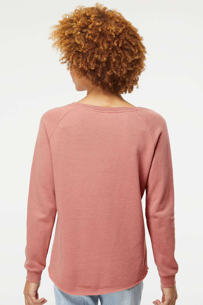 Independent Trading Company PRM2000 Womens California Wave Wash Crewneck Sweatshirt Dusty Rose Model Back