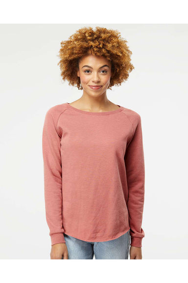 Independent Trading Co. PRM2000 Womens California Wave Wash Crewneck Sweatshirt Dusty Rose Model Front