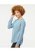 Independent Trading Co. PRM2000 Womens California Wave Wash Crewneck Sweatshirt Misty Blue Model Side
