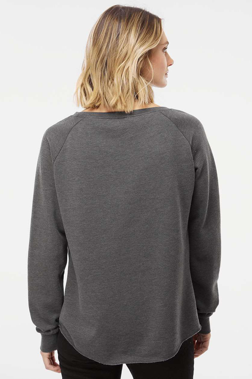 Independent Trading Company PRM2000 Womens California Wave Wash Crewneck Sweatshirt Shadow Grey Model Back